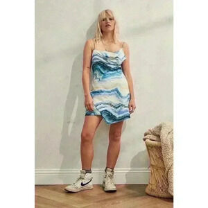 Urban Outfitters Mini Dress Medium M Y2K 90s Asymmetrical Spaghetti Strappy Cowl